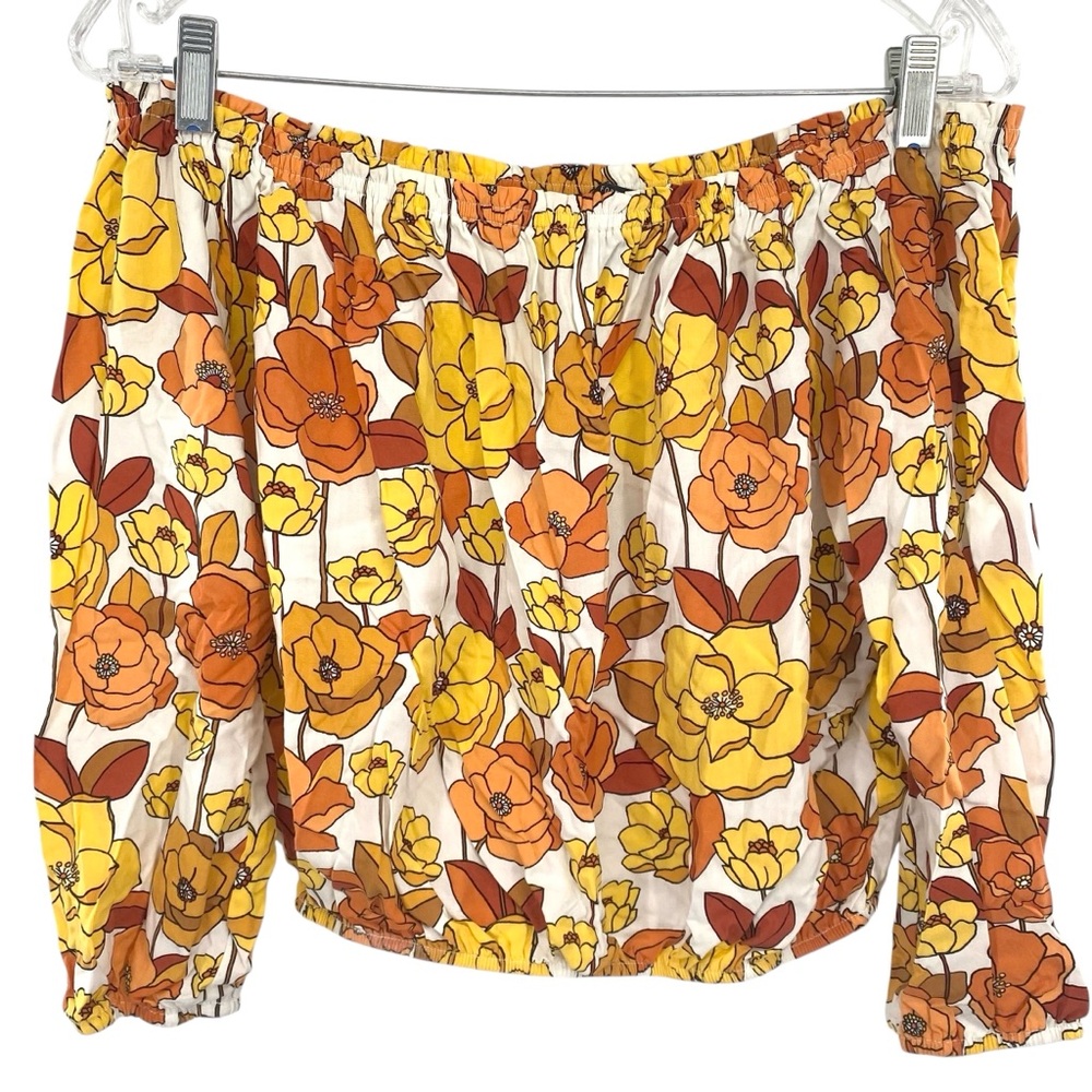 Forever 21 Off Shoulder Retro Floral Crop Top